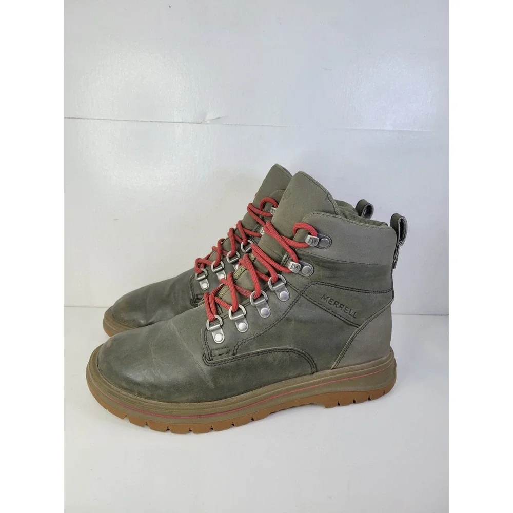 Merrell J310953C Bounder Tall Dusty Olive Trail Hiking Boots Shoes Sz 7 M‎ Youth